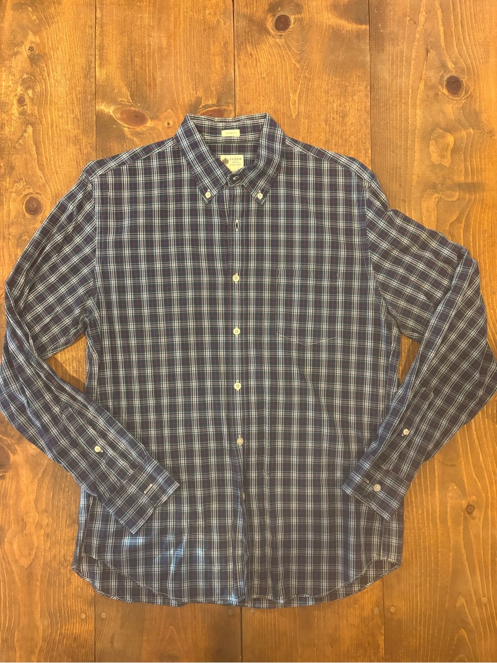 J.Crew Plaid Tartan Button Down Shirt Tailored Fit L